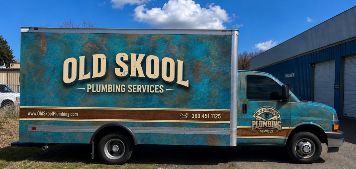 Old Skool Plumbing service truck in Thurston County, WA